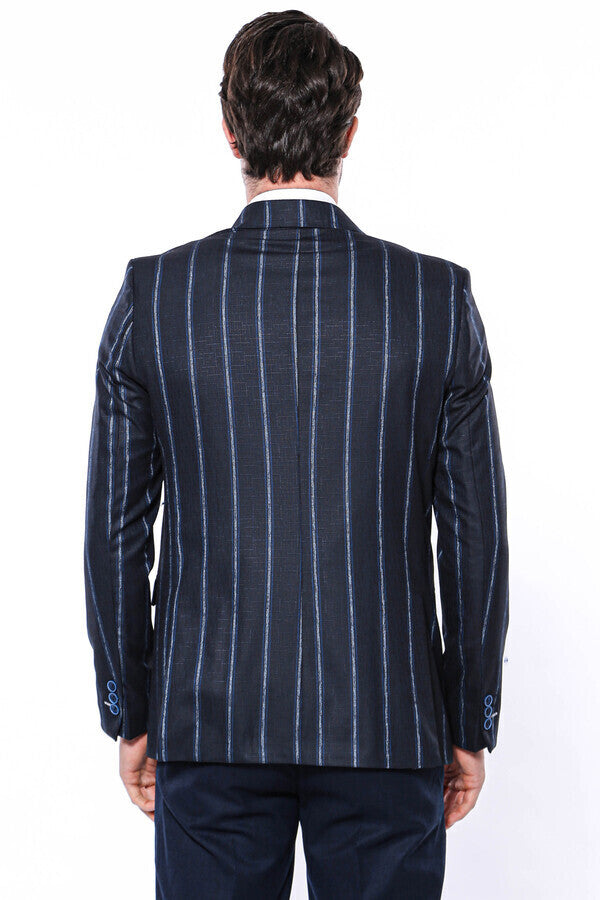 Blazer ajustado de rayas azul oscuro - Wessi