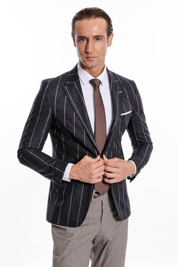 Blazer ajustado de rayas gris oscuro - Wessi