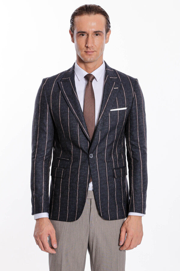 Blazer ajustado de rayas gris oscuro - Wessi