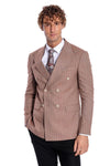 Blazer cruzado de rayas beige para hombre - Wessi