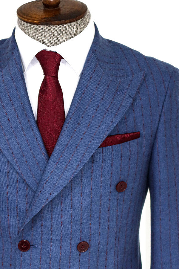 Blazer cruzado de rayas azules para hombre - Wessi