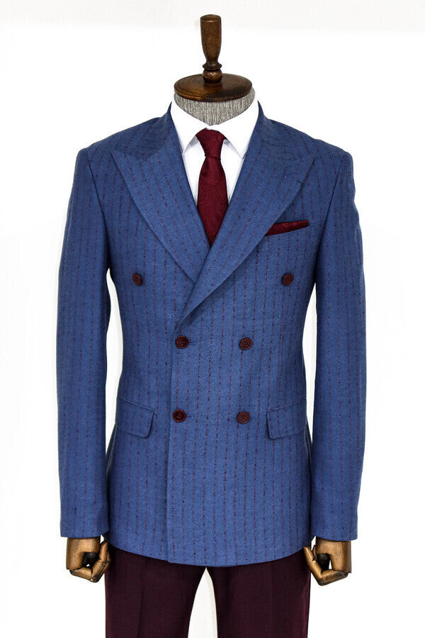 Blazer cruzado de rayas azules para hombre - Wessi