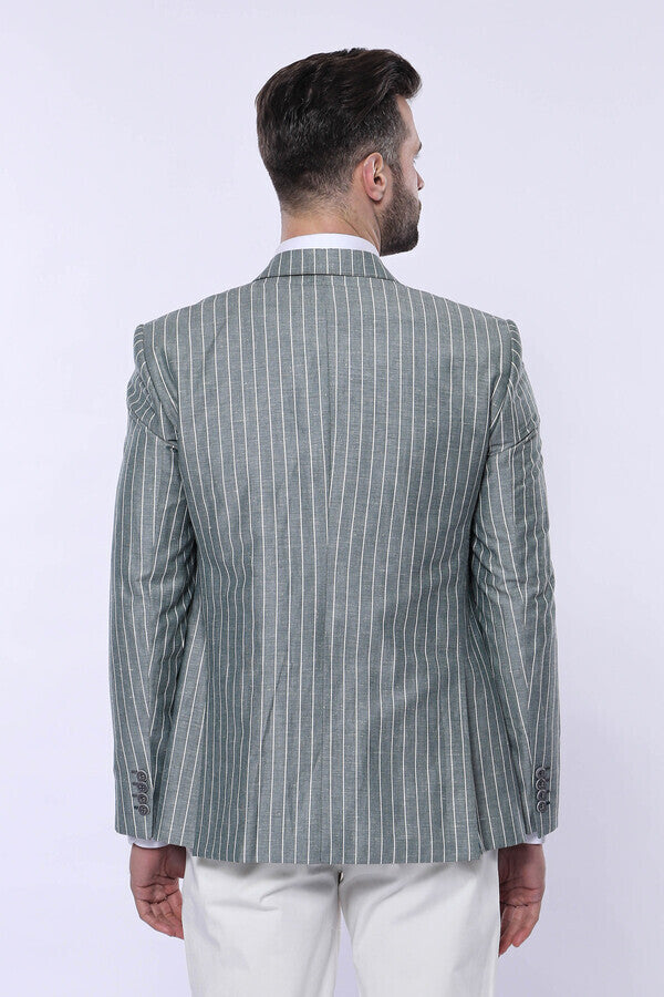 Striped Green Men Suit - Wessi