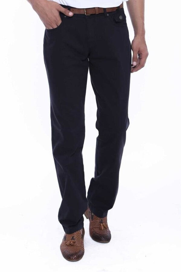 Suede Plain Covered Pocket Black Men Pants - Wessi