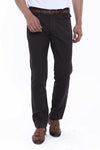 Suede Pocket Flap Plain Cotton Dark Brown Men Trousers - Wessi