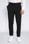 Black Double Pleated Buckled High Waist Slim Fit Trousers Wessi