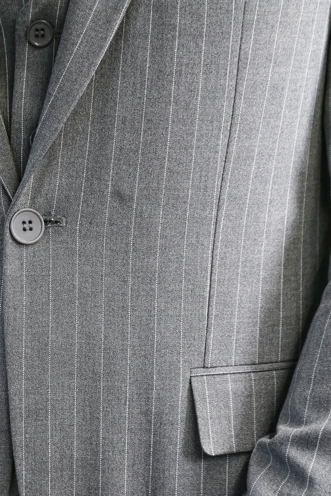Striped Double-Breasted Button Detailed Vested Gray Mens Suit - Wessi