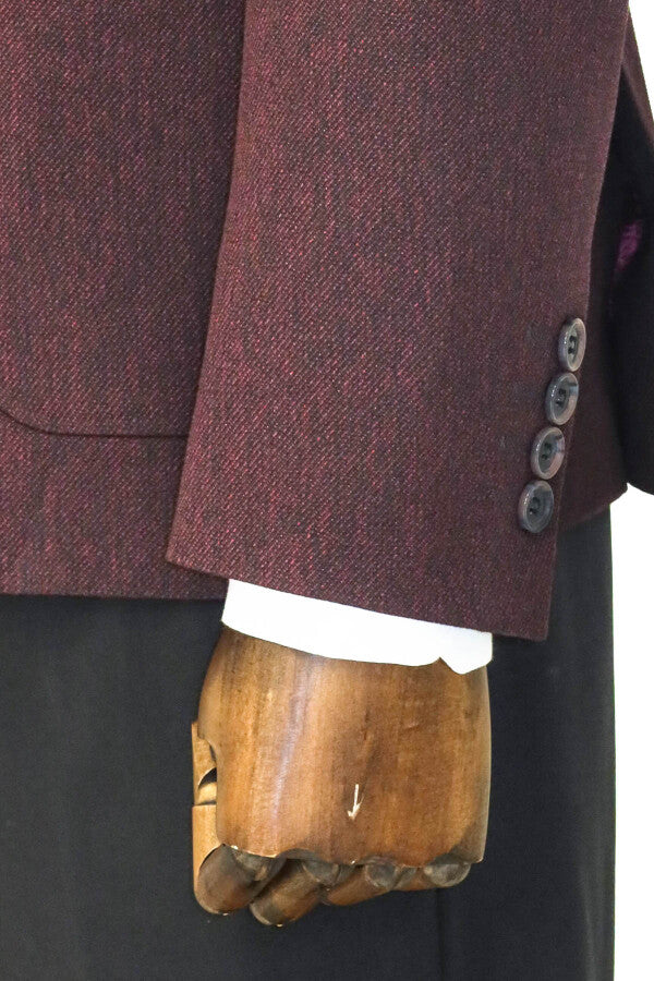 Blazer de hombre en color burdeos con solapa de pico y corte ajustado texturizado - Wessi