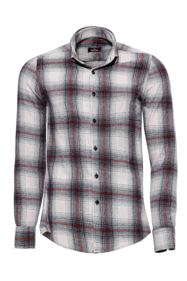 Camisa de leñador de cuadros gruesos de color gris para hombre - Wessi