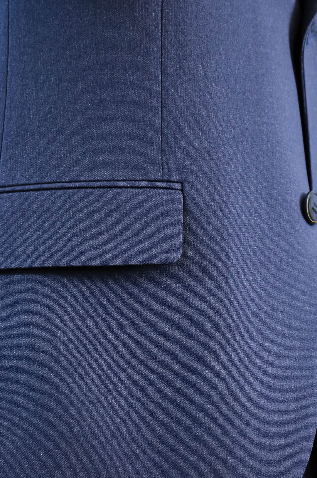 Navy Blue Slim Fit Two-Button Linen Men’s Suit - Wessi