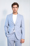 Ice Blue Slim Fit Two-Button Linen Men’s Suit - Wessi