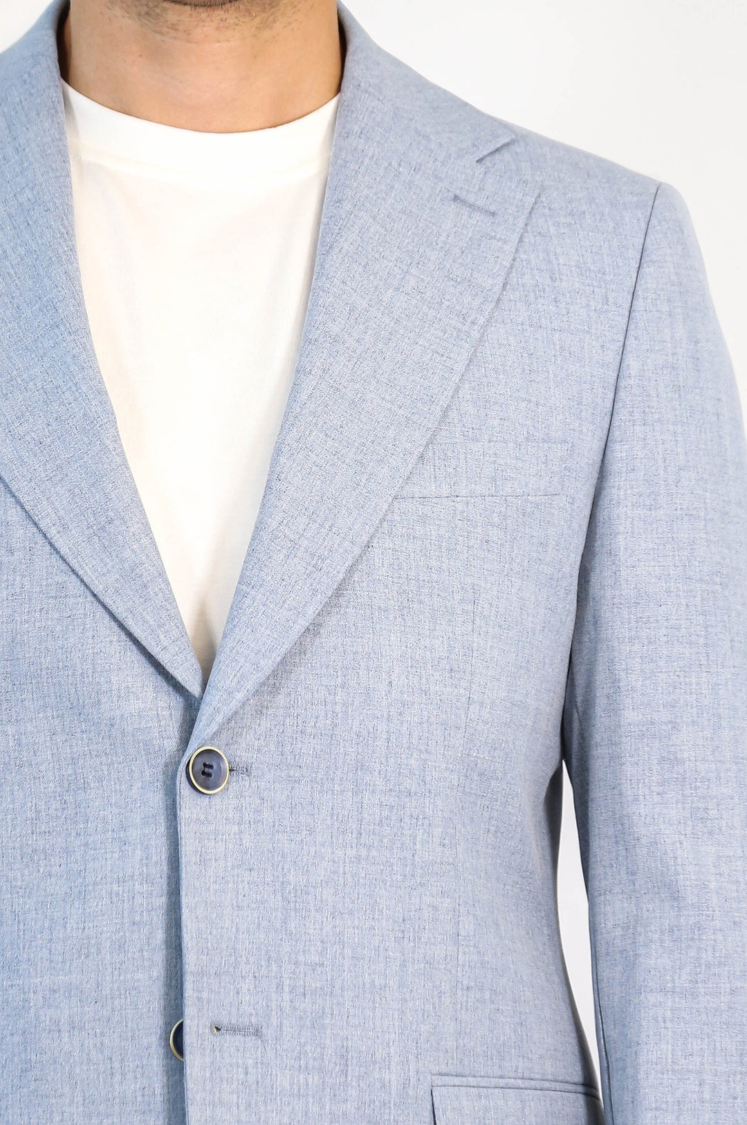 Ice Blue Slim Fit Two-Button Linen Men’s Suit - Wessi