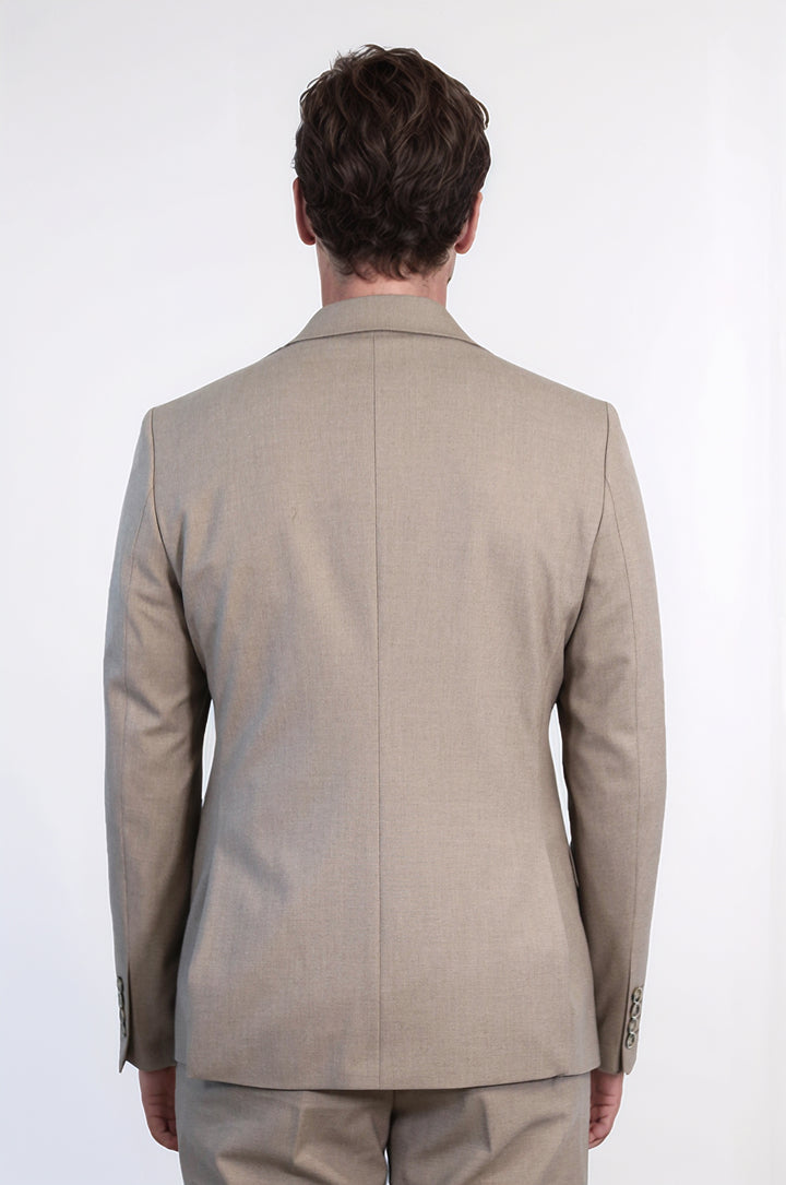 Taupe Slim Fit Two-Button Linen Men’s Suit - Wessi