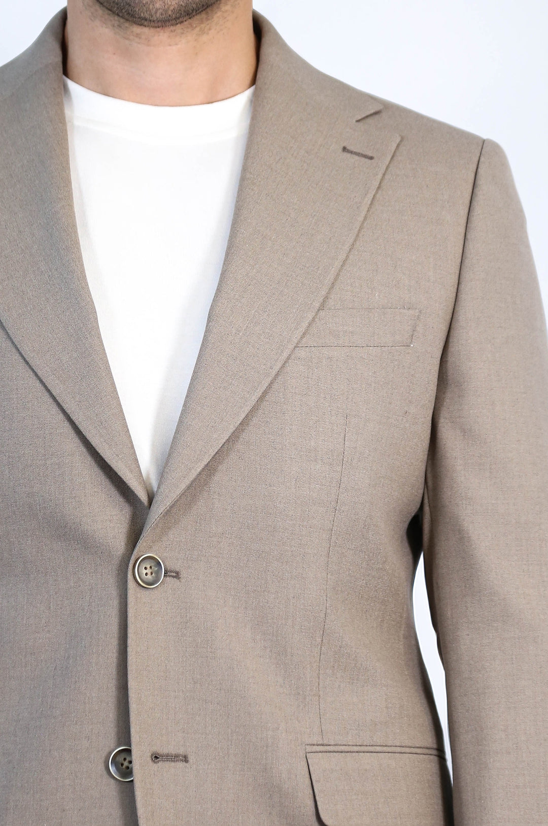 Taupe Slim Fit Two-Button Linen Men’s Suit - Wessi