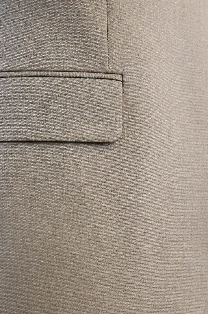 Taupe Slim Fit Two-Button Linen Men’s Suit - Wessi