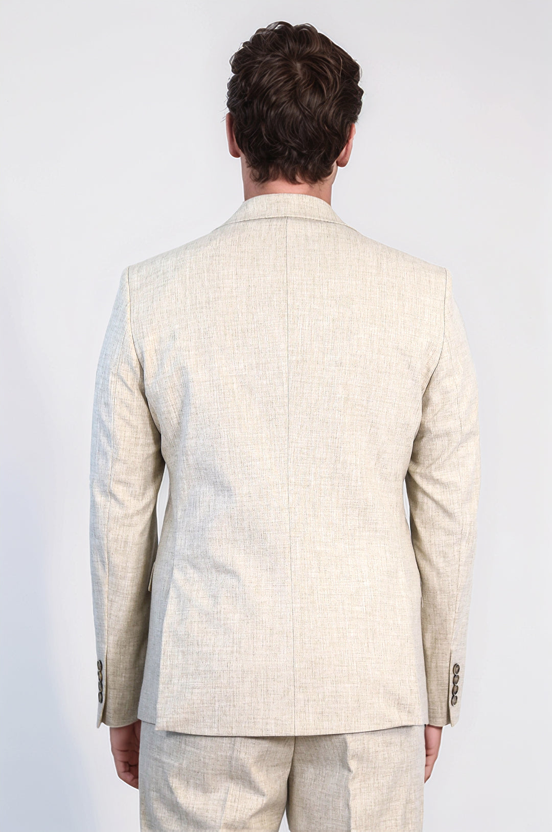 Stone Slim Fit Two-Button Linen Men’s Suit - Wessi