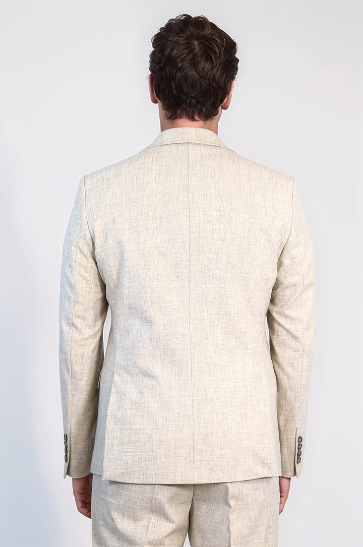 Stone Slim Fit Two-Button Linen Men’s Suit - Wessi