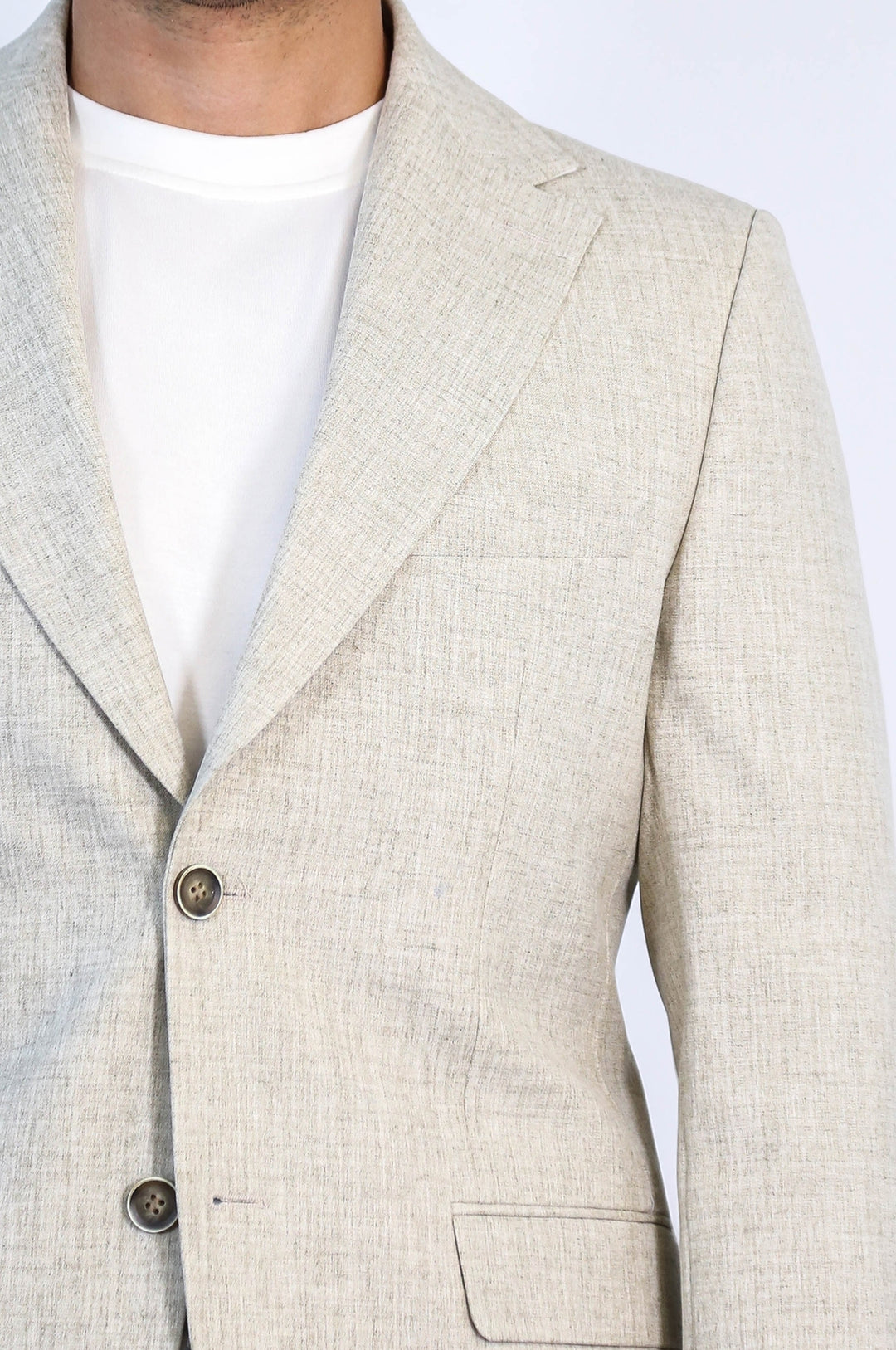 Stone Slim Fit Two-Button Linen Men’s Suit - Wessi