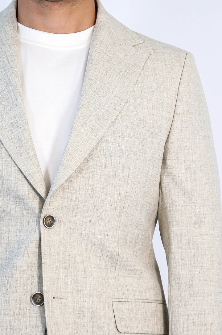Stone Slim Fit Two-Button Linen Men’s Suit - Wessi