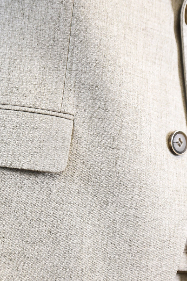 Stone Slim Fit Two-Button Linen Men’s Suit - Wessi