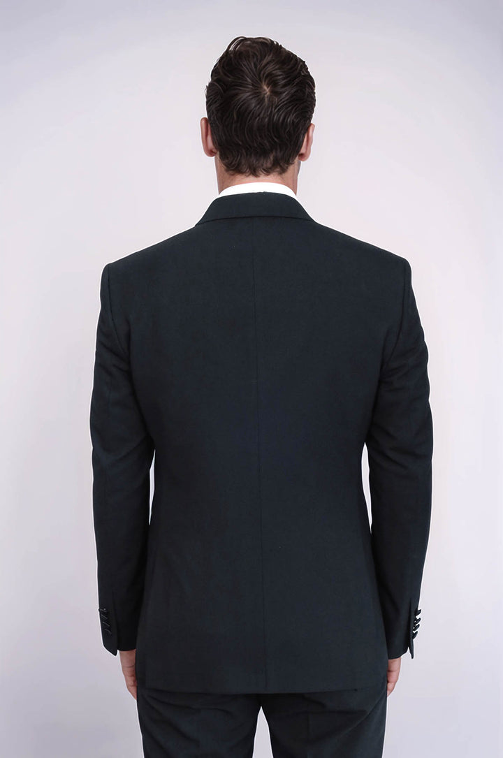 Slim Fit Double-Breasted Black Tuxedo Suit with Satin Lapel – Wessi