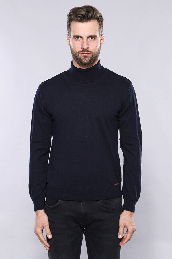 Turtleneck Navy Blue Men Sweater | Wessi