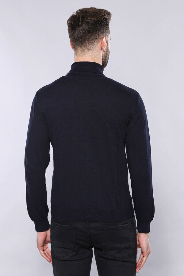 Turtleneck Navy Blue Men Sweater | Wessi