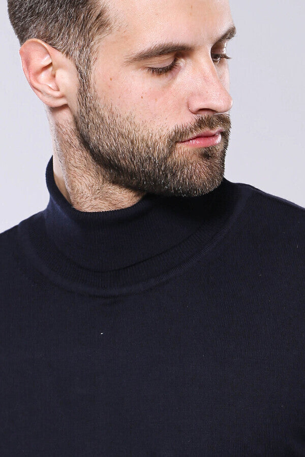 Turtleneck Navy Blue Men Sweater | Wessi