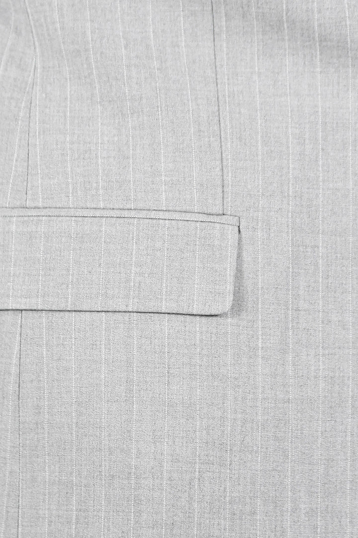Pinstripe Single Button Vested Light Grey Men's Suit – Wessi
