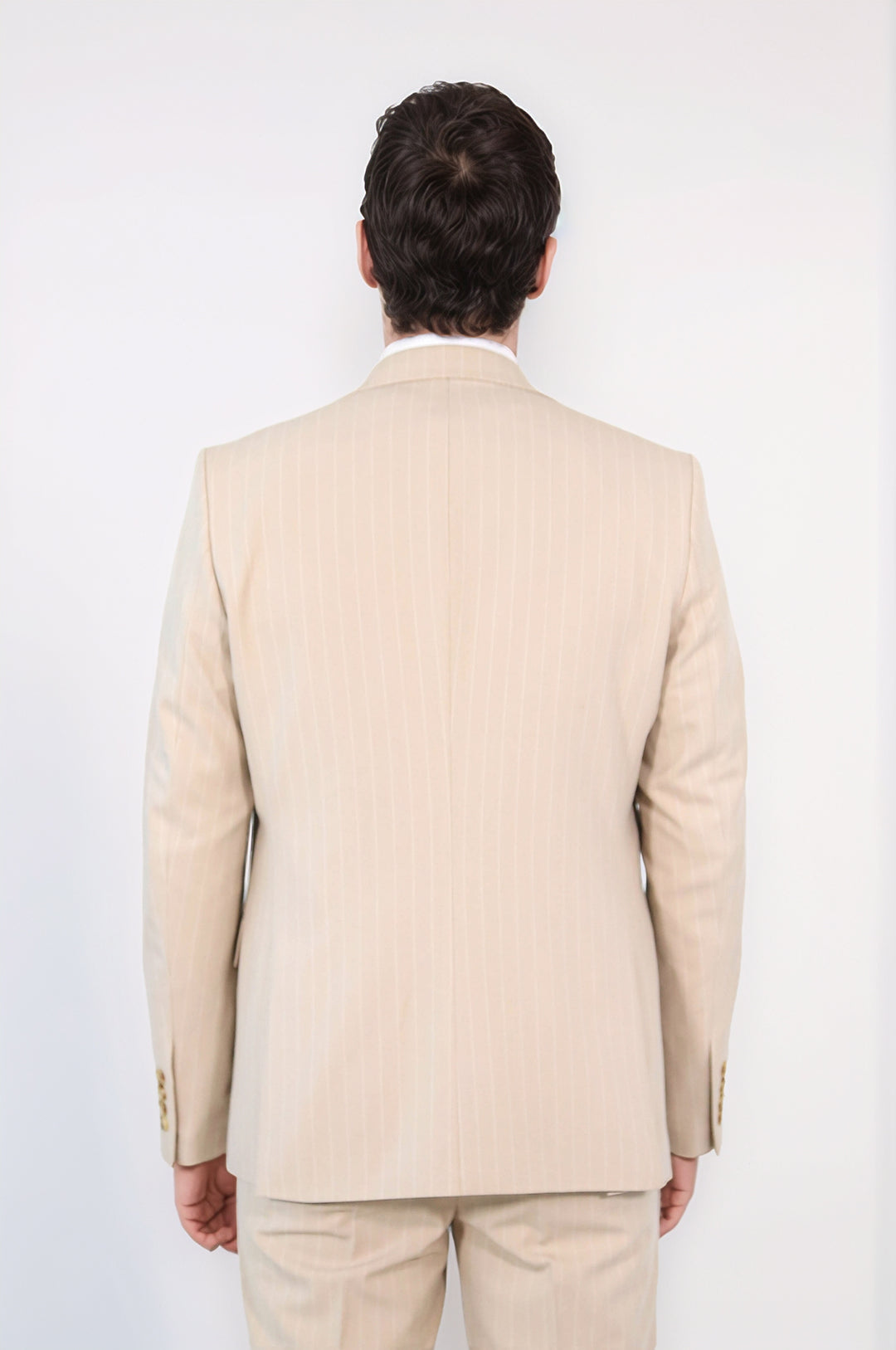 Pinstripe Single Button Vested Cream Men's Suit – Wessi