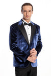 Blazer de terciopelo azul ajustado para hombre para fiesta de graduación - Wessi