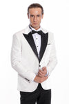 Blazer de terciopelo blanco ajustado para hombre para fiesta de graduación - Wessi