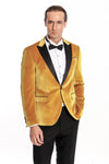 Blazer de terciopelo ajustado para hombre en color amarillo para fiesta de graduación - Wessi