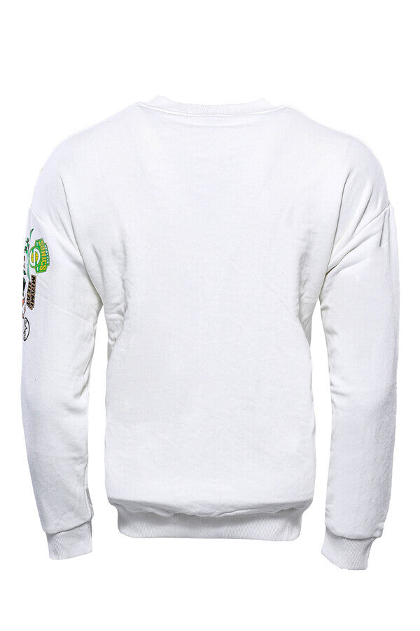 Sudadera blanca con cuello redondo y estampado - Wessi