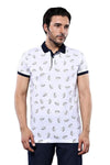 White Printed Polo Men's T-Shirt | Wessi