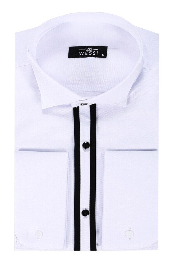 Camisa formal blanca con cuello alto - Wessi