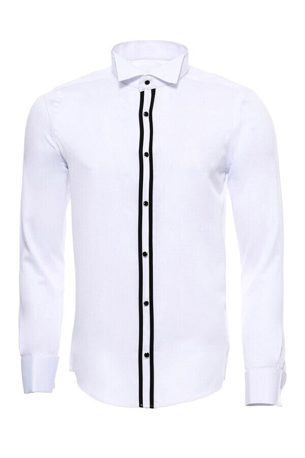 Camisa formal blanca con cuello alto - Wessi