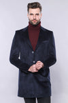 Wide Lapel Cachet Navy Blue Men Coat - Wessi