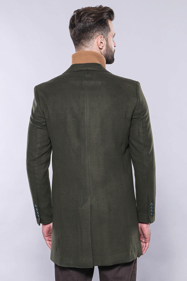 Wide Lapel Green Men Peacoat - Wessi