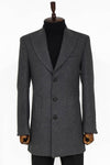 Wide Lapel Wool Anthracite Men Coat - Wessi