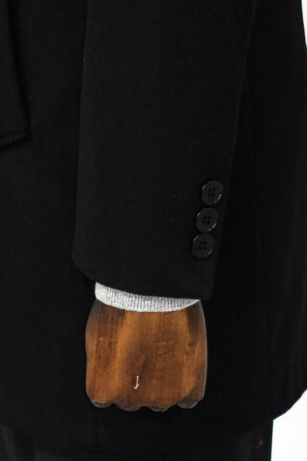 Wide Lapel Wool Black Men Coat - Wessi