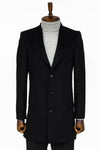 Wide Lapel Wool Black Men Coat - Wessi