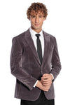 Blazer de terciopelo gris con un solo botón y solapa ancha para hombre - Wessi