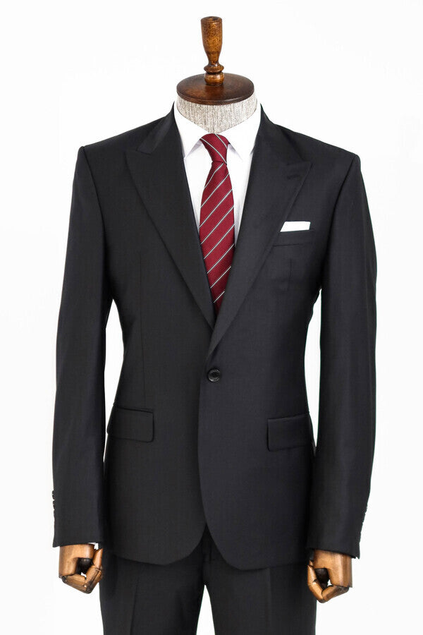 Wool Black Men Suit - Wessi