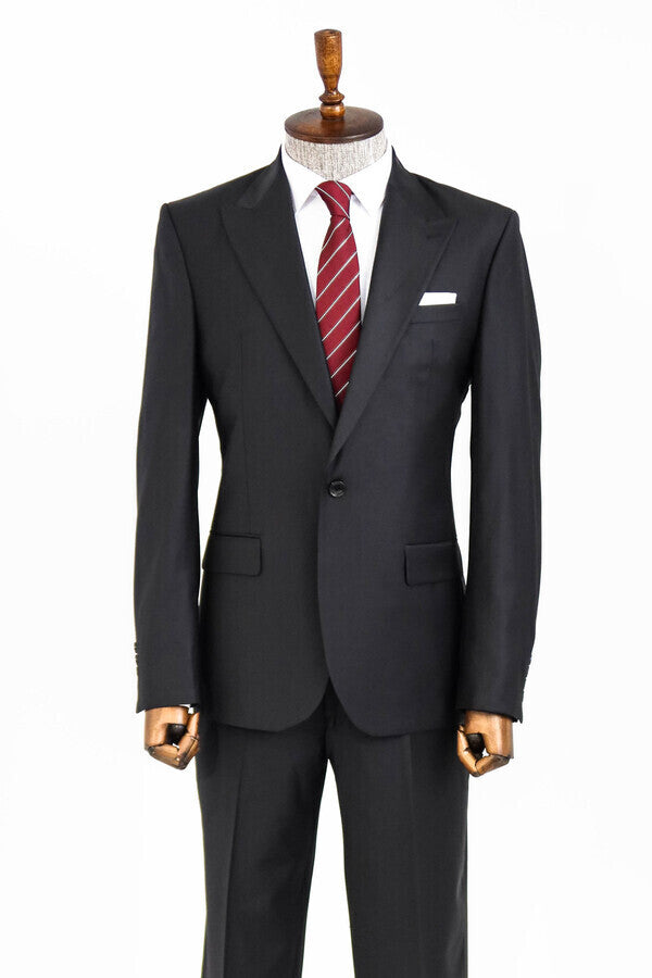 Wool Black Men Suit - Wessi