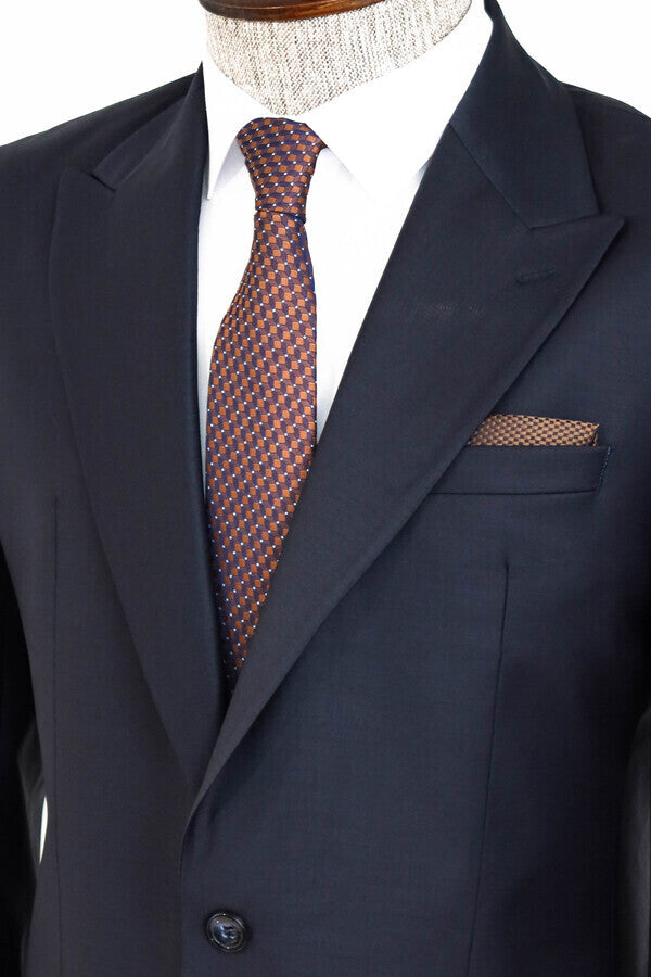 Wool Navy Blue Men Suit - Wessi