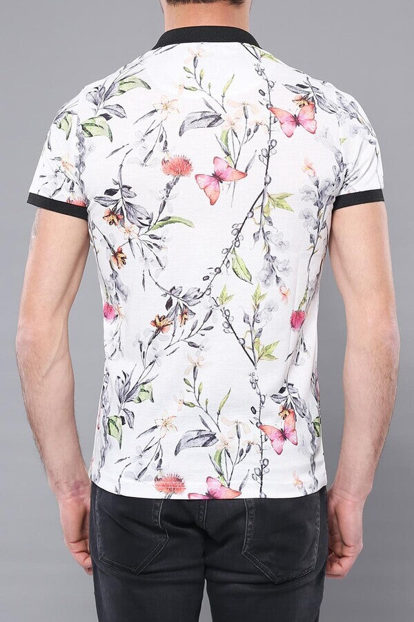 Camiseta amarilla con estampado floral y cuello alto - Wessi