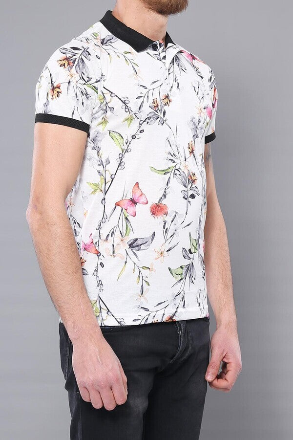 Camiseta amarilla con estampado floral y cuello alto - Wessi