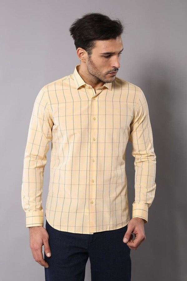 Yellow Plaid Men's Shirt | Wessi