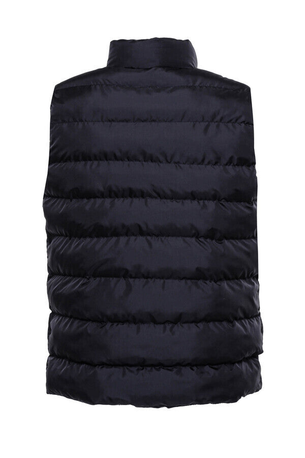 Zippered Pockets Quilted Black Men Winter Down Vest - Wessi